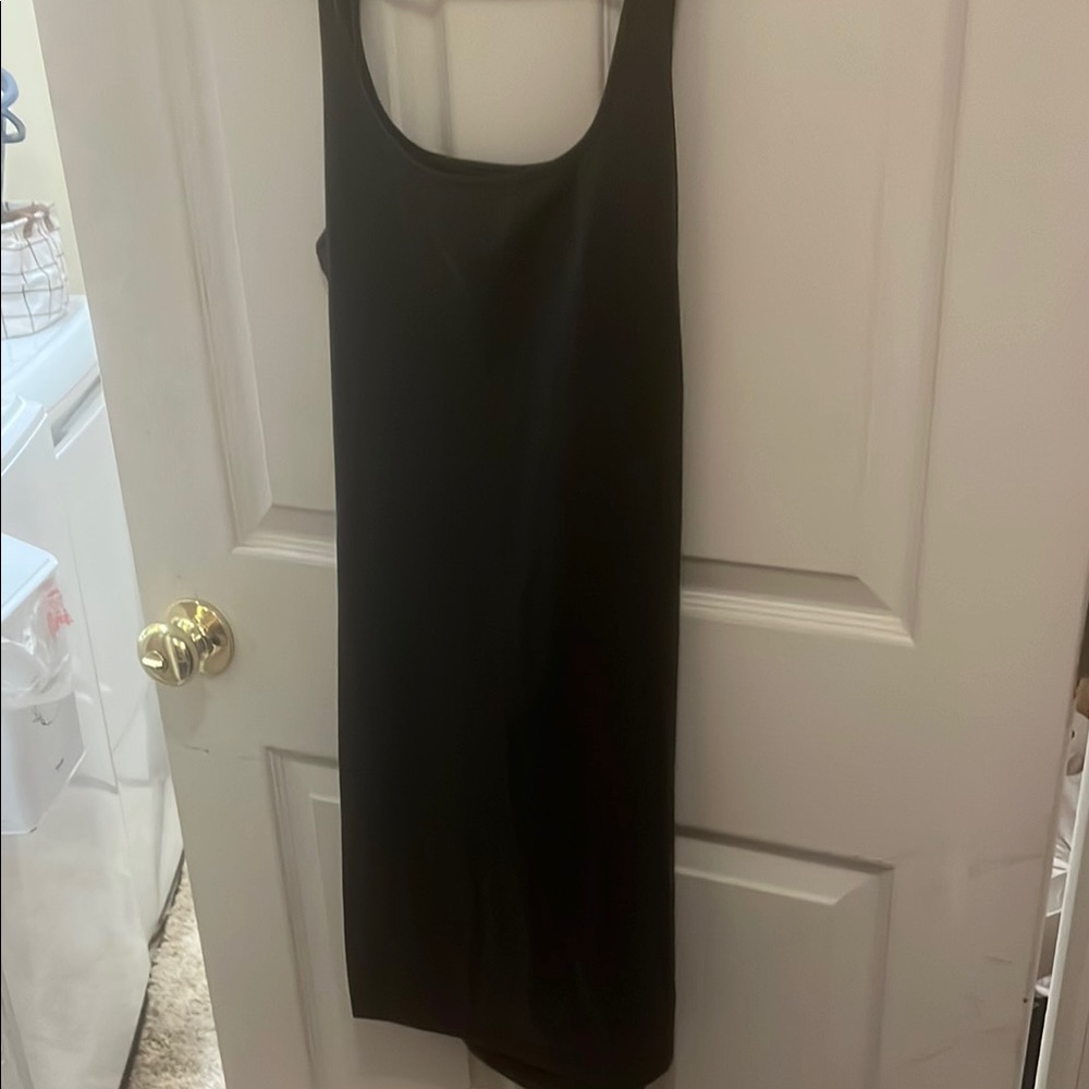 Black Leather Sleeveless Mini Dress